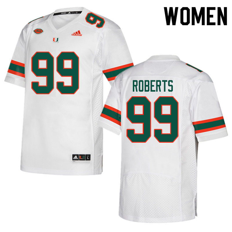 Women #99 Elijah Roberts Miami Hurricanes College Football Jerseys Sale-White